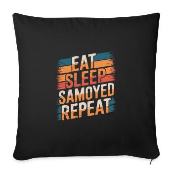 Manger. Dormir. Samoyède. Répéter. - Housse de coussin décorative 45 x 45 cm - noir - Devant
