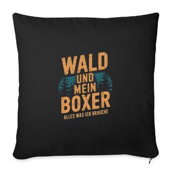 Wald und mein Deutscher Boxer - Sofakissenbezug 45 x 45 cm - Schwarz - Vorne