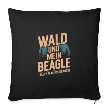 Wald und mein Beagle - Sofakissenbezug 45 x 45 cm - Schwarz - Vorne