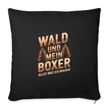 Wald und mein Deutscher Boxer - Sofakissenbezug 45 x 45 cm - Schwarz - Vorne