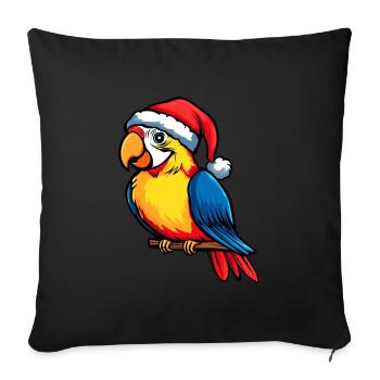 Perroquets Noël - Housse de coussin décorative 45 x 45 cm - noir - Devant