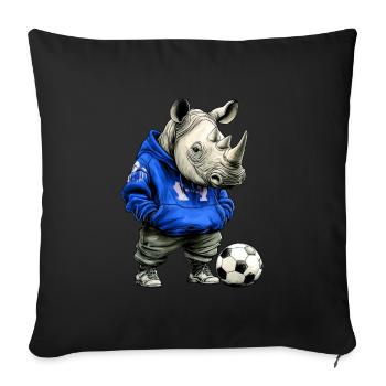 Rhinos Soccer / Soccer Rhinoceros - Housse de coussin décorative 45 x 45 cm - noir - Devant