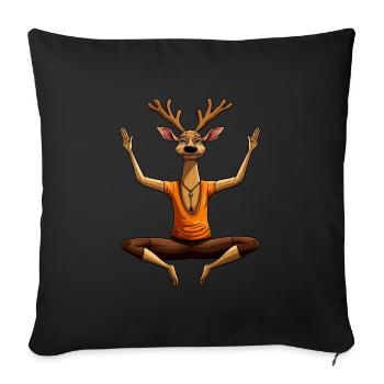 Yoga du cerf / Cerf yogi - Housse de coussin décorative 45 x 45 cm - noir - Devant