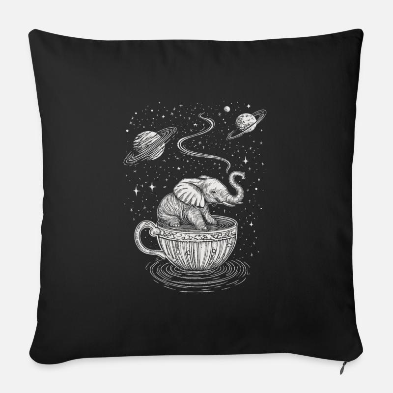 Magic Elephant Café Tous - Housse de coussin décorative 45 x 45 cm - noir
