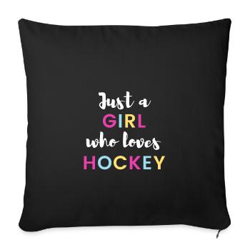 Juste une fille qui aime le hockey - Housse de coussin décorative 45 x 45 cm - noir - Devant