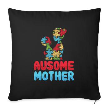 Ausome mère maman enfants Autisme Awareness - Housse de coussin décorative 45 x 45 cm - noir - Devant