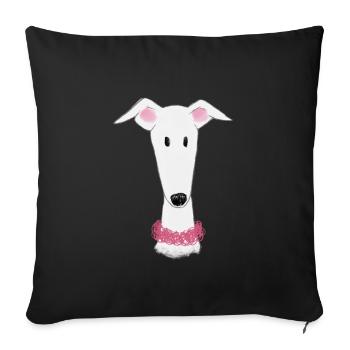 Lévrier à collier - Housse de coussin décorative 45 x 45 cm - noir - Devant