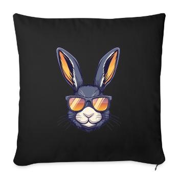 Lapin avec lunettes de soleil - Housse de coussin décorative 45 x 45 cm - noir - Devant