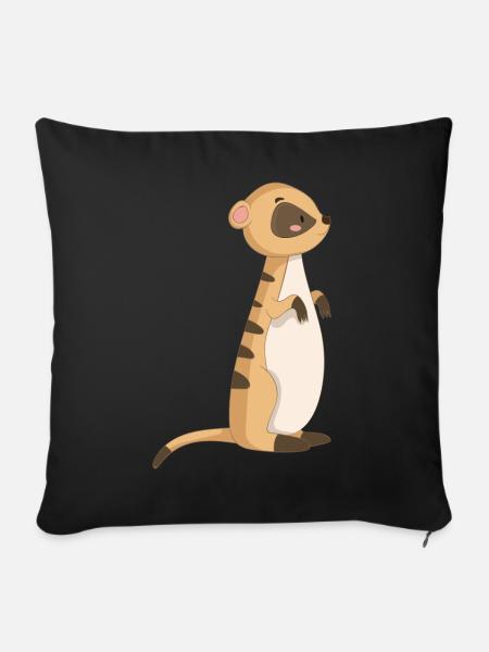 Erdmännchen Meerkatze - Sofakissenbezug 45 x 45 cm - Schwarz