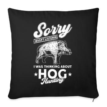 Chasseur chasse sanglier cadeau - Housse de coussin décorative 45 x 45 cm - noir - Devant
