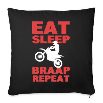 Eat Sleep Braap Repeat Motorcross Rider - Sofakissenbezug 45 x 45 cm - Schwarz - Vorne