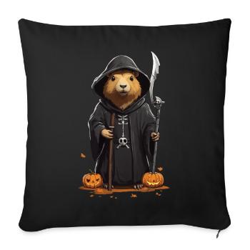 Funny Halloween Capybara Grim Reaper Design - Sofa pillowcase 17,3'' x 17,3'' (45 x 45 cm) - black - Front