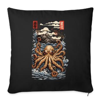 Japanese ukiyo-e octopus aesthetics style with kanji - Sofa pillowcase 17,3'' x 17,3'' (45 x 45 cm) - black - Front