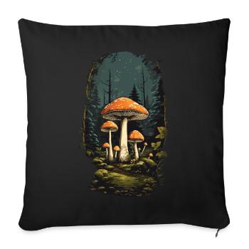 Vintage mushroom miracle toadstool in retro style - Sofa pillowcase 17,3'' x 17,3'' (45 x 45 cm) - black - Front