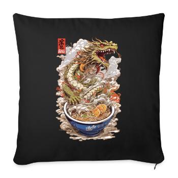 Dragon & Ramen Japanese Anime Style Poster Art - Sofa pillowcase 17,3'' x 17,3'' (45 x 45 cm) - black - Front