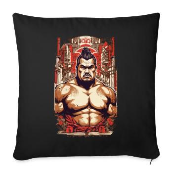 Sumo Retro Poster Arts Martiaux Japonais Art Martial - Housse de coussin décorative 45 x 45 cm - noir - Devant