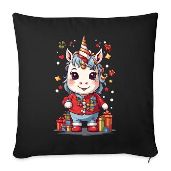 Magical Christmas Unicorn Unicorn at Christmas - Sofa pillowcase 17,3'' x 17,3'' (45 x 45 cm) - black - Front