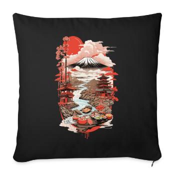 Sushi Ukiyo-E Art Retro Design Food Style - Sofa pillowcase 17,3'' x 17,3'' (45 x 45 cm) - black - Front