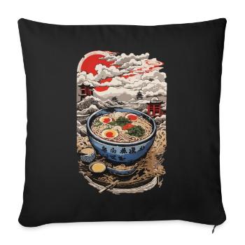 Retro Ramen Japan Ukiyo-E Style Noodle Soup Art - Sofa pillowcase 17,3'' x 17,3'' (45 x 45 cm) - black - Front