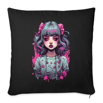 Goth Psycho Girl Kawaii Gothic Anime Design - Sofa pillowcase 17,3'' x 17,3'' (45 x 45 cm) - black - Front