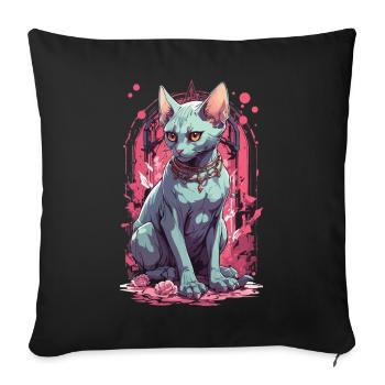Magical Sphynx Cat Pastel Gothic Illustration - Sofa pillowcase 17,3'' x 17,3'' (45 x 45 cm) - black - Front