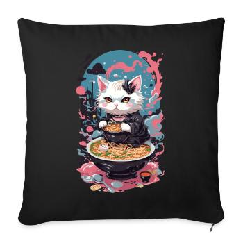 Cat Goth Pastel Ramen Noodle Soup Kawaii - Sofa pillowcase 17,3'' x 17,3'' (45 x 45 cm) - black - Front
