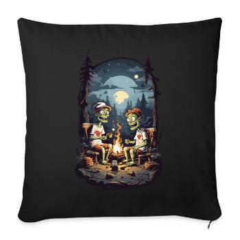 Zombie Camping Halloween Spooky Feu de camp - Housse de coussin décorative 45 x 45 cm - noir - Devant