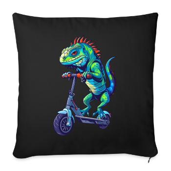Iguana Scooter - Sofa pillowcase 17,3'' x 17,3'' (45 x 45 cm) - black - Front
