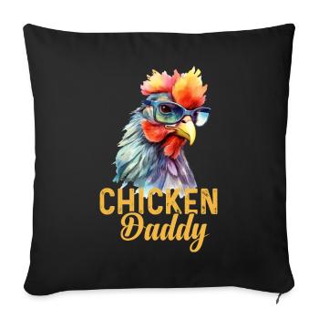 Un drôle de papa poulet avec des lunettes de soleil - Housse de coussin décorative 45 x 45 cm - noir - Devant