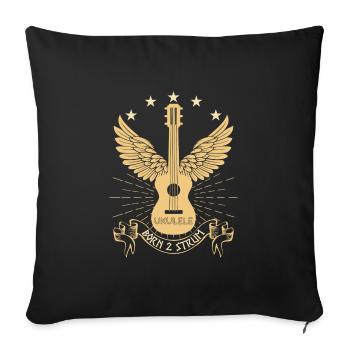 Born Instrument Hawaii ukulélé cadeau musicien - Housse de coussin décorative 45 x 45 cm - noir - Devant