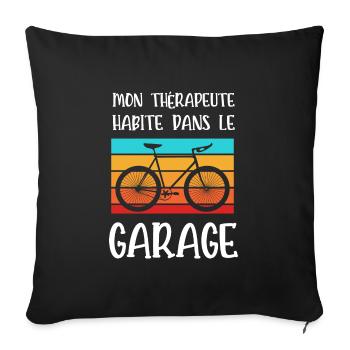 mon thérapeute habite dans le garage - Housse de coussin décorative 45 x 45 cm - noir - Devant