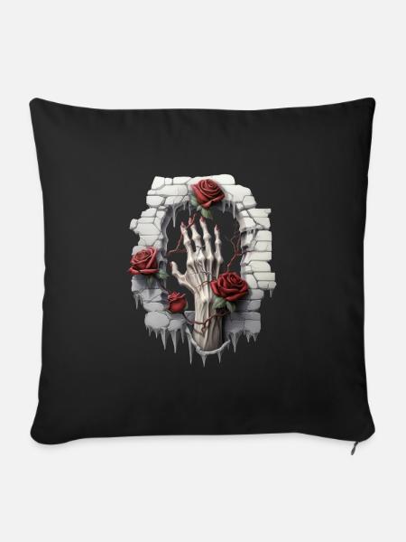 Rosen und Illustrationen: Eine Gothic-Sammlung - Sofakissenbezug 45 x 45 cm - Schwarz