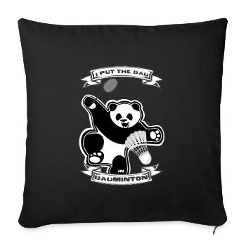 Panda Badminton - Housse de coussin décorative 45 x 45 cm - noir - Devant