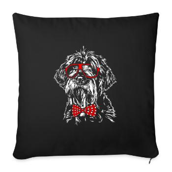 KORTHALS GRIFFON Chien lunettes Chiens Wilsigns - Housse de coussin décorative 45 x 45 cm - noir - Devant