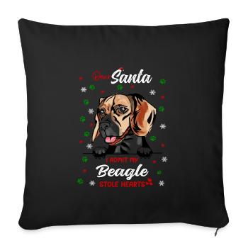 Beagle Hund Weihnachten Hunderasse - Sofakissenbezug 45 x 45 cm - Schwarz - Vorne