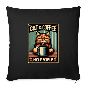 Le chat et le café, pas les gens - Housse de coussin décorative 45 x 45 cm - noir - Devant