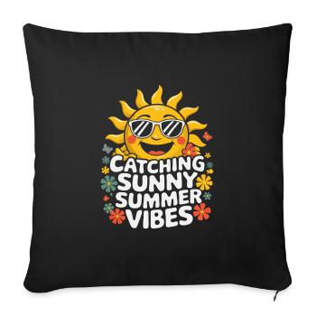 Moments d’été ensoleillés Vibrations Soleil d’été - Housse de coussin décorative 45 x 45 cm - noir - Devant