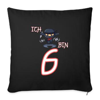 Ich bin 6 Ninja Geburtstag 6.Geburtstag - Sofakissenbezug 45 x 45 cm - Schwarz - Vorne