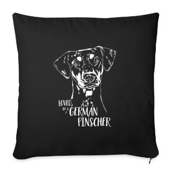 Loved by a German Pinscher Hundespruch Wilsigns - Sofa pillowcase 17,3'' x 17,3'' (45 x 45 cm) - black - Front