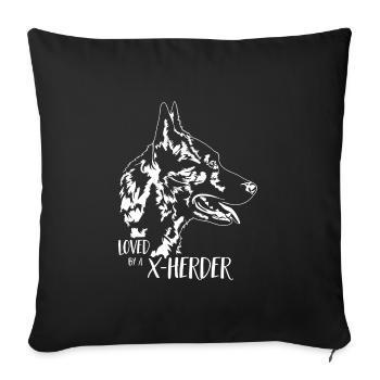 Aimé par un chien de berger X Dog Saying Wilsigns - Housse de coussin décorative 45 x 45 cm - noir - Devant