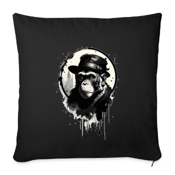 Affe mit Hut - Sofakissenbezug 45 x 45 cm - Schwarz - Vorne