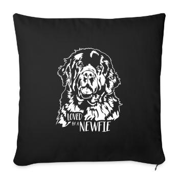 Adoré par un Newfie Terre-Neuve Chiens Wilsigns - Housse de coussin décorative 45 x 45 cm - noir - Devant