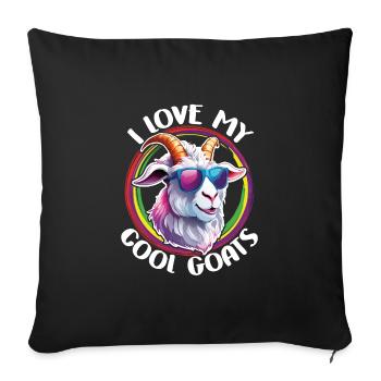 billy goat with sunglasses love cool goats - Sofa pillowcase 17,3'' x 17,3'' (45 x 45 cm) - black - Front