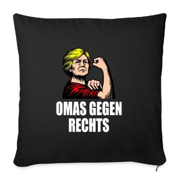 Omas gegen rechts - Sofakissenbezug 45 x 45 cm - Schwarz - Vorne