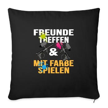 Paintball-fun Gotcha Paintballspieler Markierer - Sofakissenbezug 45 x 45 cm - Schwarz - Vorne