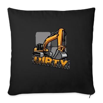 conducteur d'excavatrice chantier de construction excavatrice véhicule de construction - Housse de coussin décorative 45 x 45 cm - noir - Devant