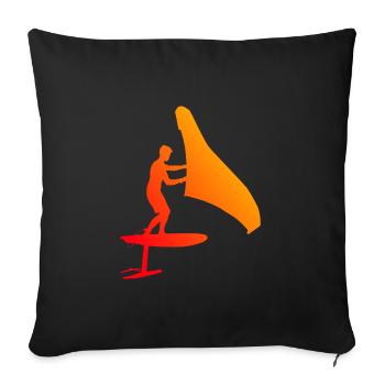 foilwing wingsurf Men hydrofoil wingfoil - Sofa pillowcase 17,3'' x 17,3'' (45 x 45 cm) - black - Front