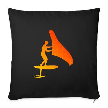 foilwing men wingsurf hydrofoil wingfoil - Sofa pillowcase 17,3'' x 17,3'' (45 x 45 cm) - black - Front