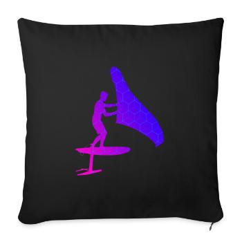 wingfoil women wingsurfen hydrofoil wingsurf - Sofa pillowcase 17,3'' x 17,3'' (45 x 45 cm) - black - Front