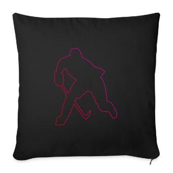 Joueuse de hockey sur glace féminin Jeux de hockey sur glace - Housse de coussin décorative 45 x 45 cm - noir - Devant